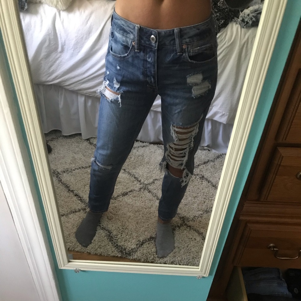 AE Distressed BF Jeans